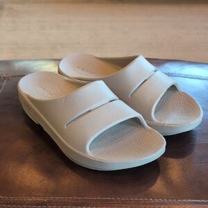 Oofos Grey Slides 7